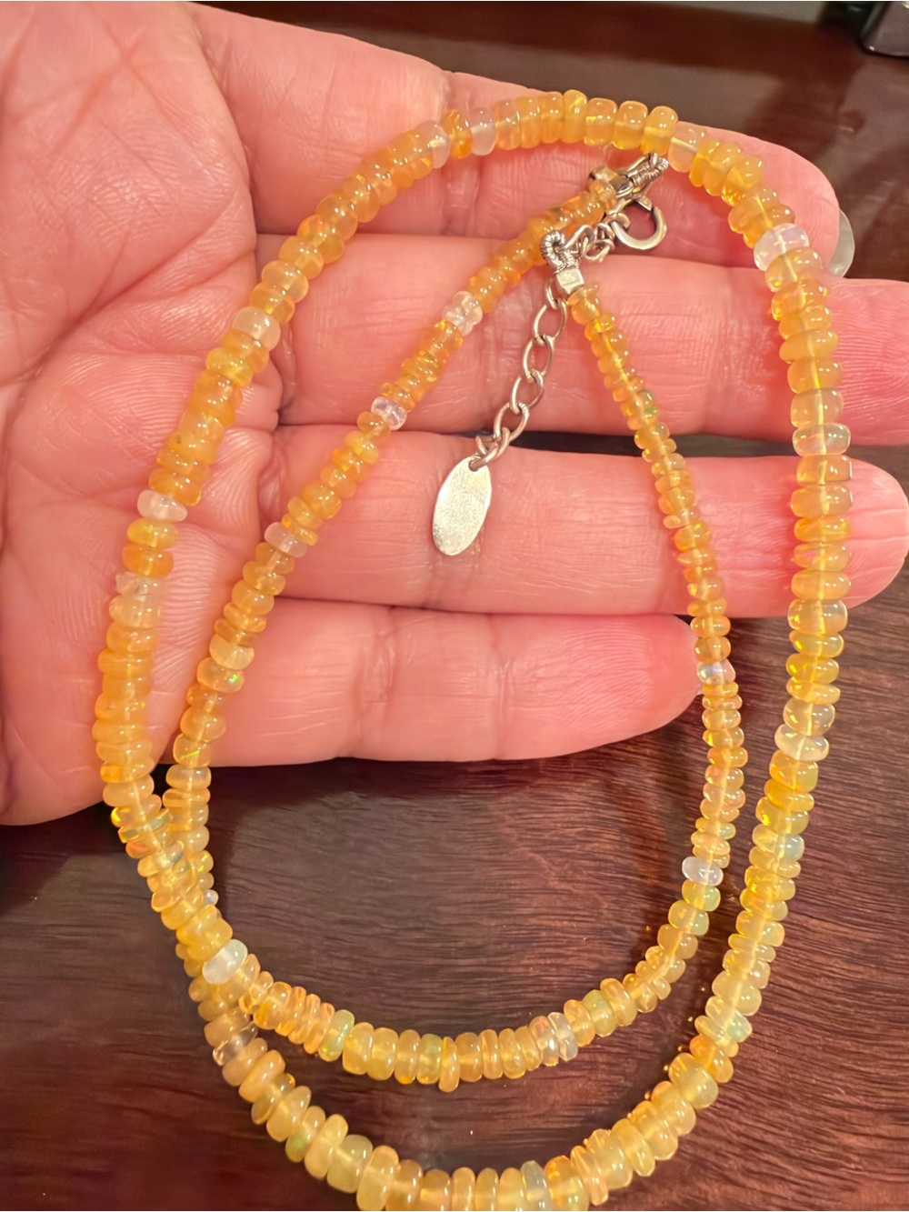 STERLING SILVER ethiopian OPAL
NECKLACE, 21" length beautiful !!